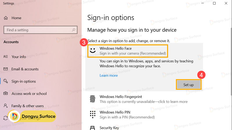 Bắt đầu cài đặt nhận diện khuôn mặt Windows Hello