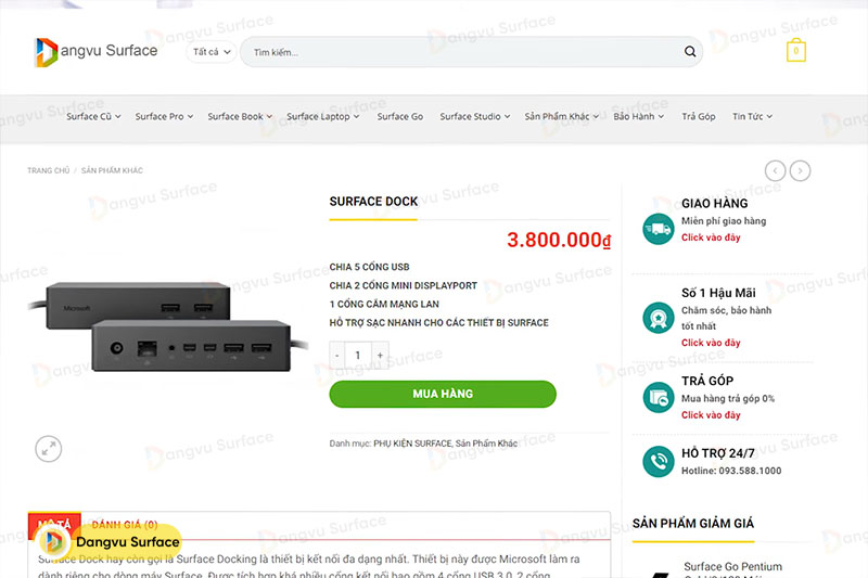 Surface Dock hiện đang bán tại Đăng Vũ với đầy đủ phiên bản cũ mới