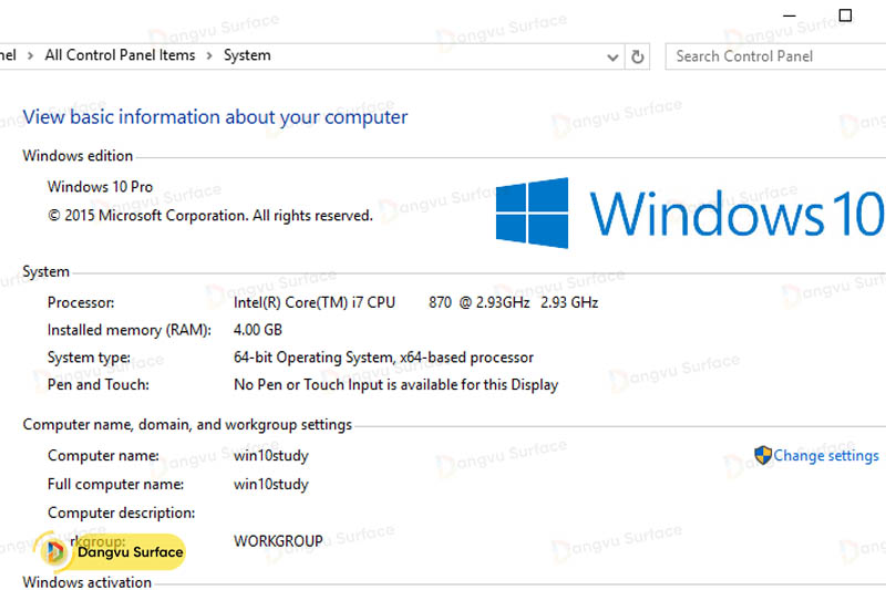 Nhấn vào “Properties” trên màn hình desktop