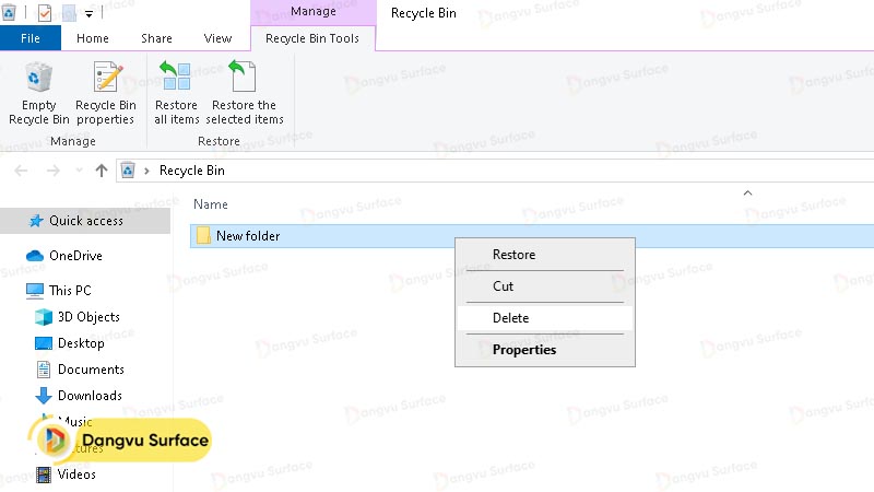 Xóa các file trong Recycle Bin