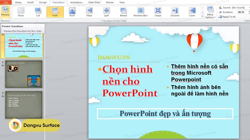 Chọn chế độ Preview để xem lại các chuyển động