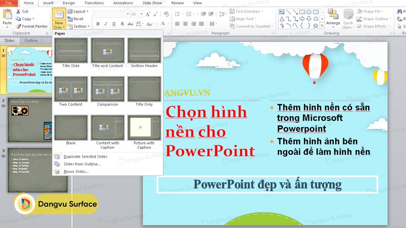 Thêm Slide mới cho Powerpoint