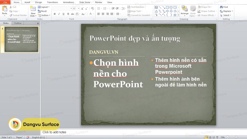 Một ví dụ về hình nền sẵn do Microsoft gợi ý