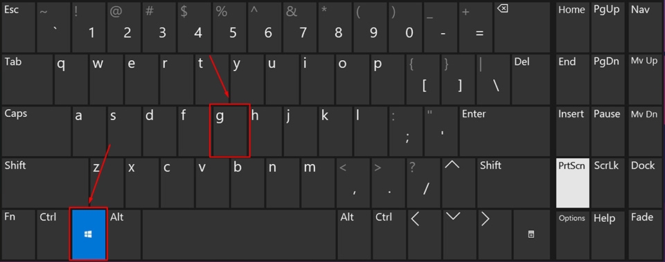 sử dụng tổ hợp phím Windows + G để mở nhanh