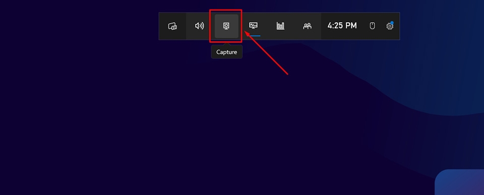 nhấn vào tùy chọn Capture từ menu có sẵn của Xbox Game Bar