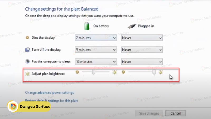 Sử dụng Adjust Screen Brightness