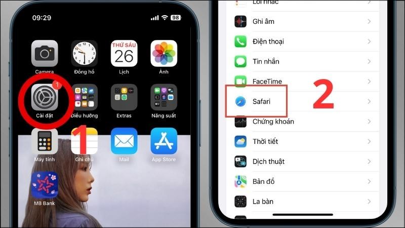 Xoá lịch sử trình duyệt của ứng dụng Safari