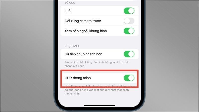 Vô hiệu hóa tính năng tự lưu ảnh HDR khi không cần thiết