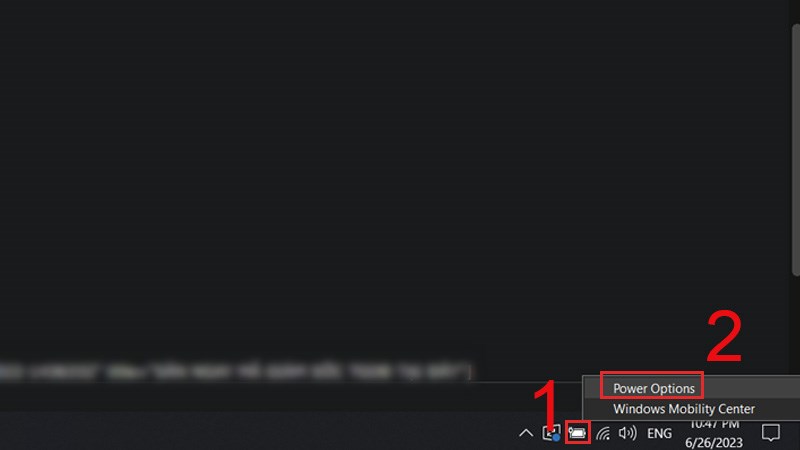 Chọn "Power Options