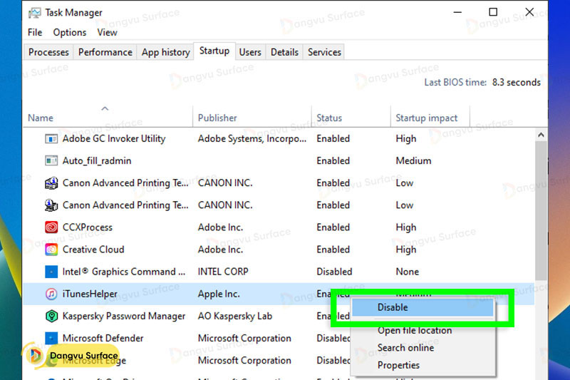 Tắt đi các chương trình khởi động