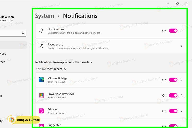 Tắt các thông báo