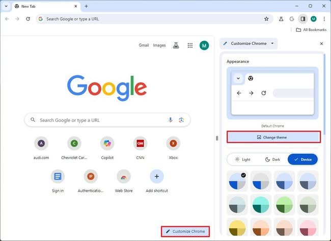 Tạo theme bằng AI trên Chrome