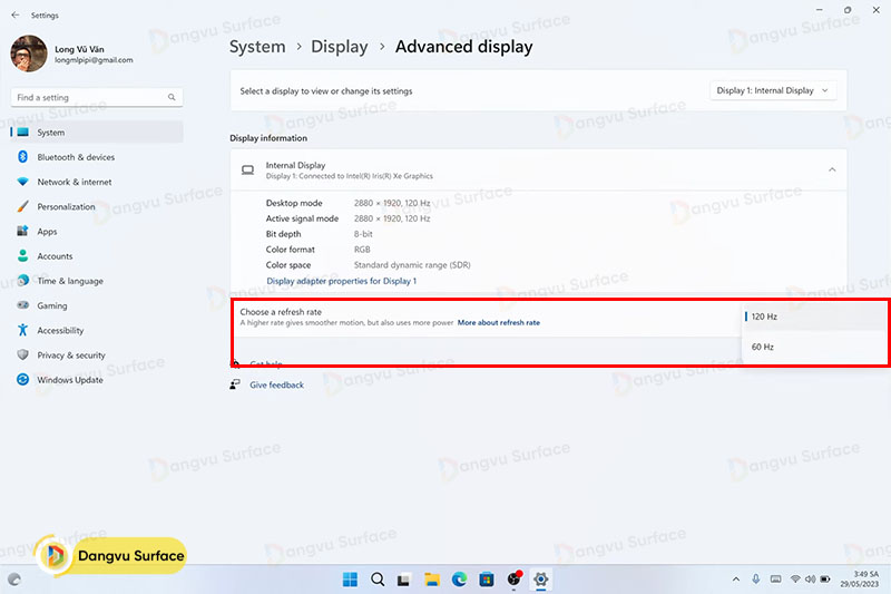 Can thiệp tần số quét (Advanced display)