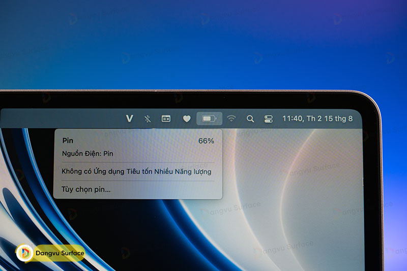 Air 15 inch sẽ có thời lượng pin trong khoảng 11 – 12h