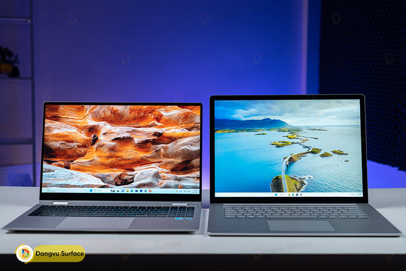So sánh màn hình Samsung Galaxy Book 2 Pro 360 15 inch vs Surface Laptop 5 15 inch