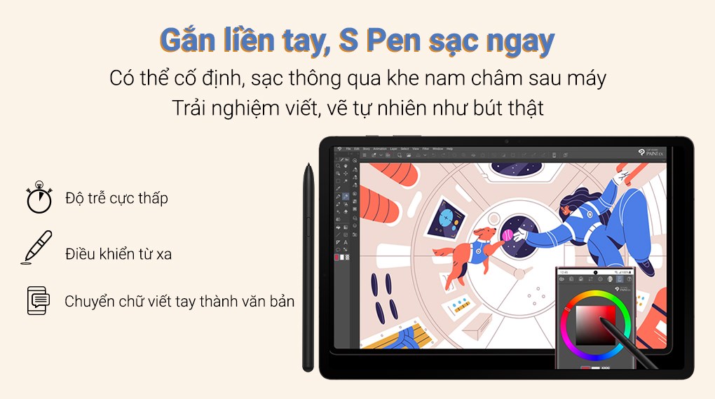 Samsung Galaxy Tab S8 Plus đó chính là trang bị sẵn bút cảm ứng S-Pen cho người dùng khi mua sản phẩm