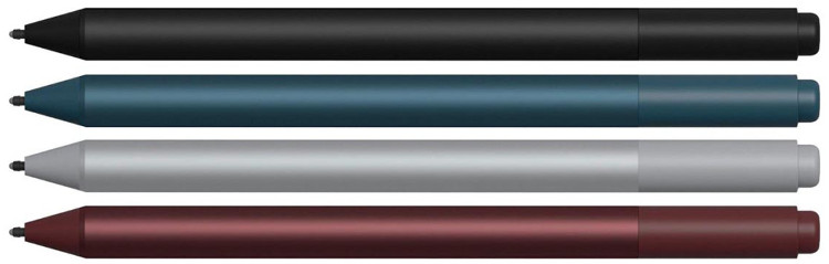 bút có 4 tùy chọn màu sắc tương thích gồm: đen, xám platinum, đỏ burgundy và xanh coban