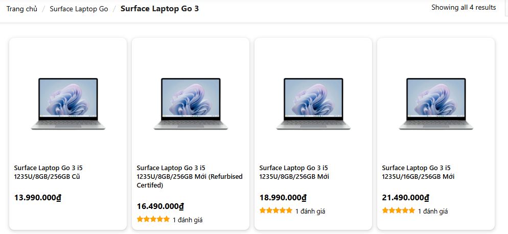 Giá bán Surface Laptop Go 3