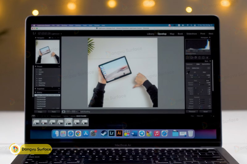 Tấm nền Retina của Macbook Air M1 cho độ sắc nét cao, phù hợp công việc đồ họa