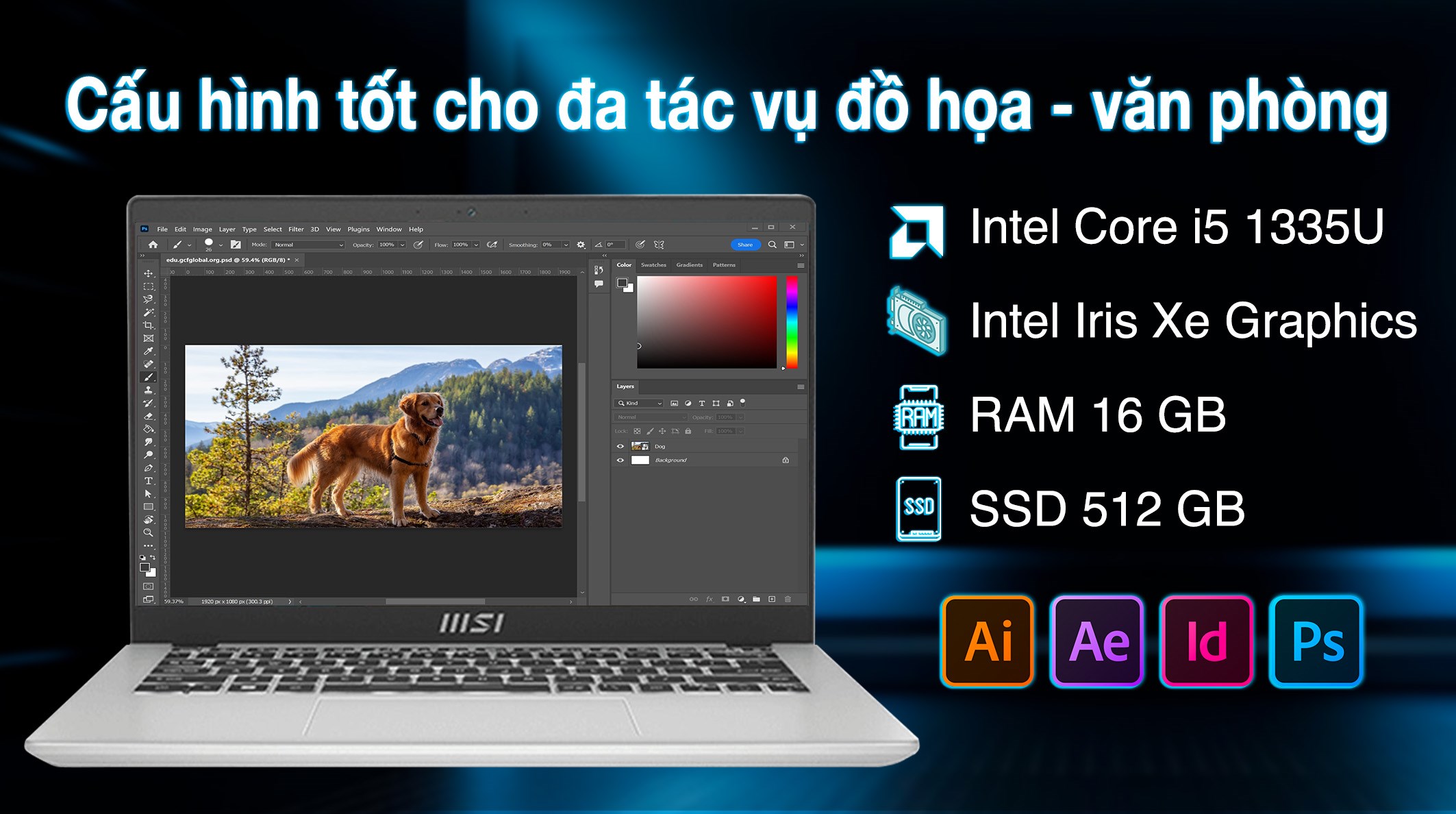 MSI 14 C13M thì sở hữu dung lượng RAM 16GB cùng với ổ cứng lưu trữ 512GB NVMe PCIe Gen3x4 SSD