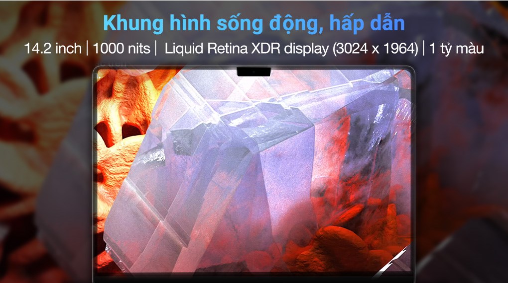 Máy được trang bị màn hình 14” Liquid Retina XDR mini-LED với độ phân giải 3024x1964