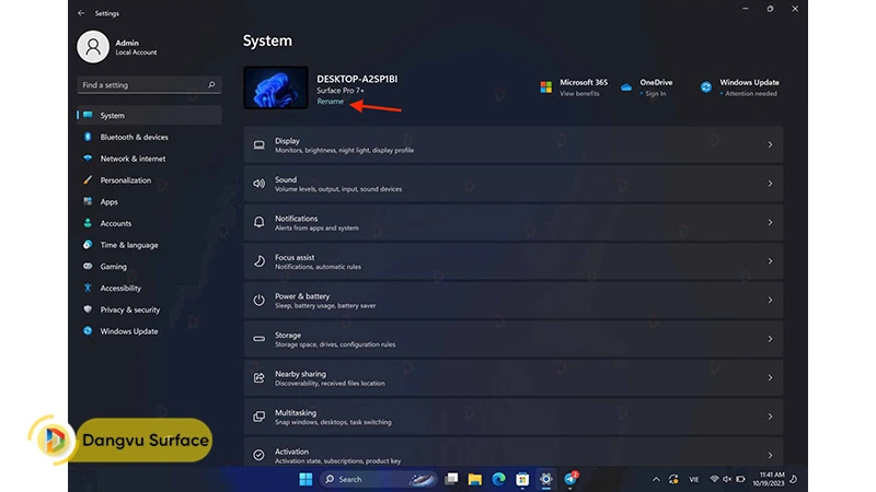 Cách đổi tên máy tính Surface trên Windows 11 - Đăng Vũ Surface Hướng Dẫn
