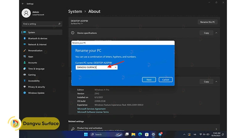 Cách đổi tên máy tính Surface trên Windows 11 - Đăng Vũ Surface Hướng Dẫn