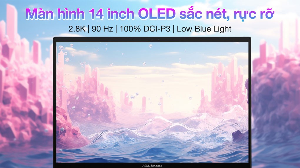 Zenbook được trang bị tấm nền OLED với công nghệ NanoEdge Display với chất lượng 2.8K 2880 x 1800 pixels