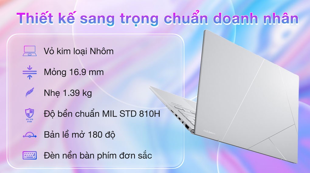 Zenbook của ASUS vẫn ghi điểm nhất định khi cũng có thông số thể hiện tính di động ở mức hợp lý