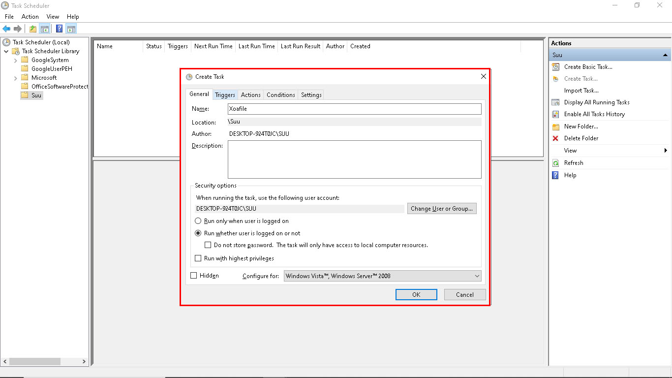 Sử dụng Task Scheduler trên Windows