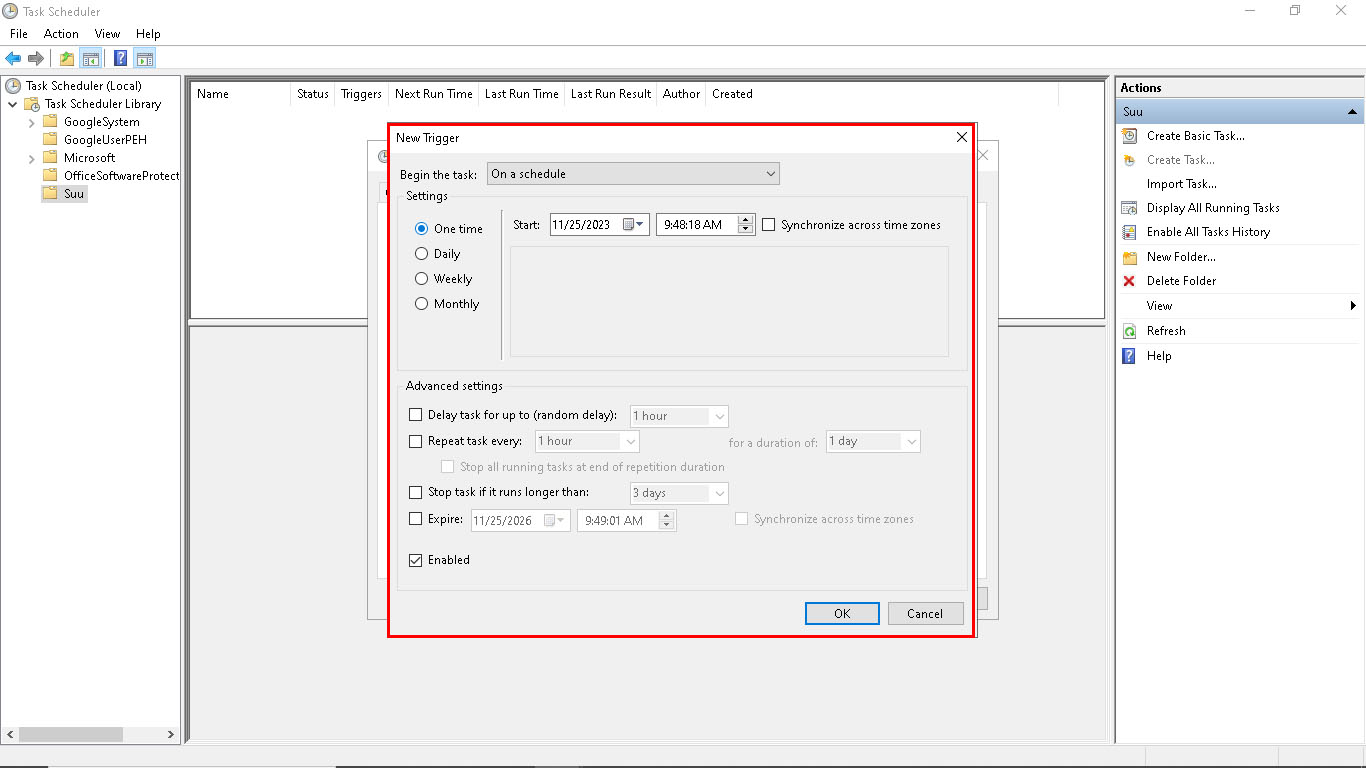 Sử dụng Task Scheduler trên Windows