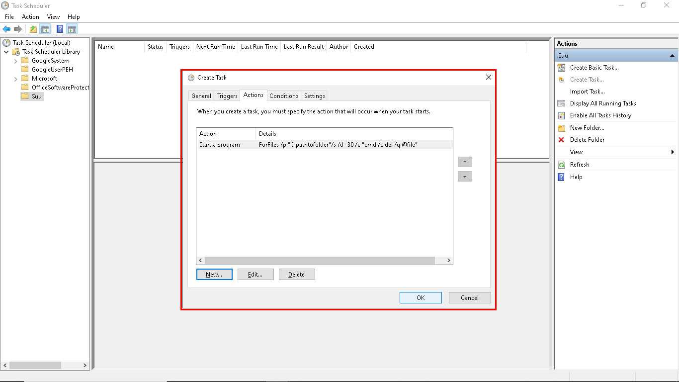 Sử dụng Task Scheduler trên Windows