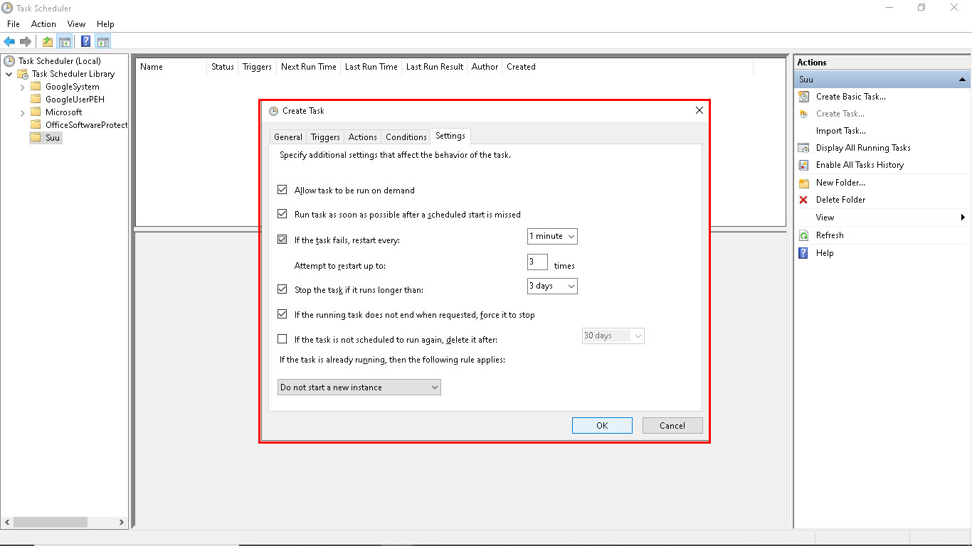 Sử dụng Task Scheduler trên Windows