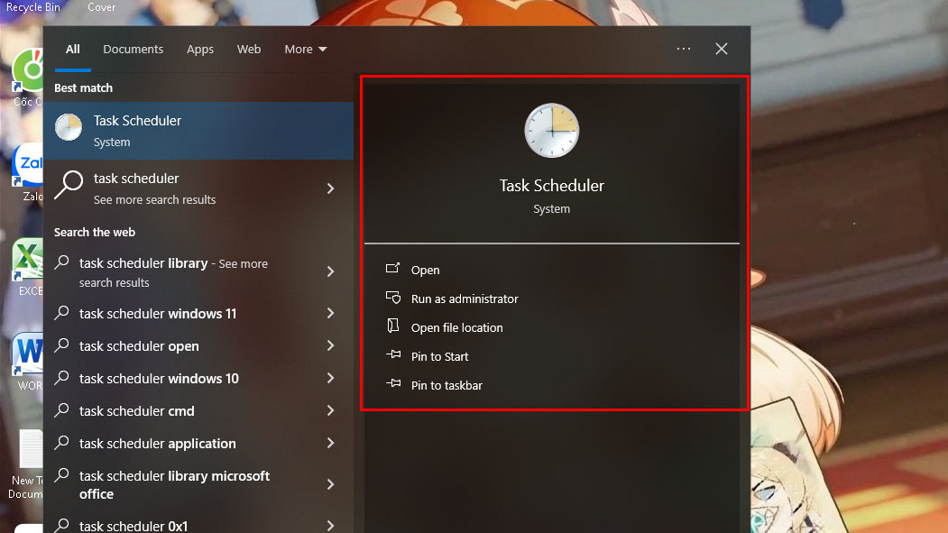 Sử dụng Task Scheduler trên Windows