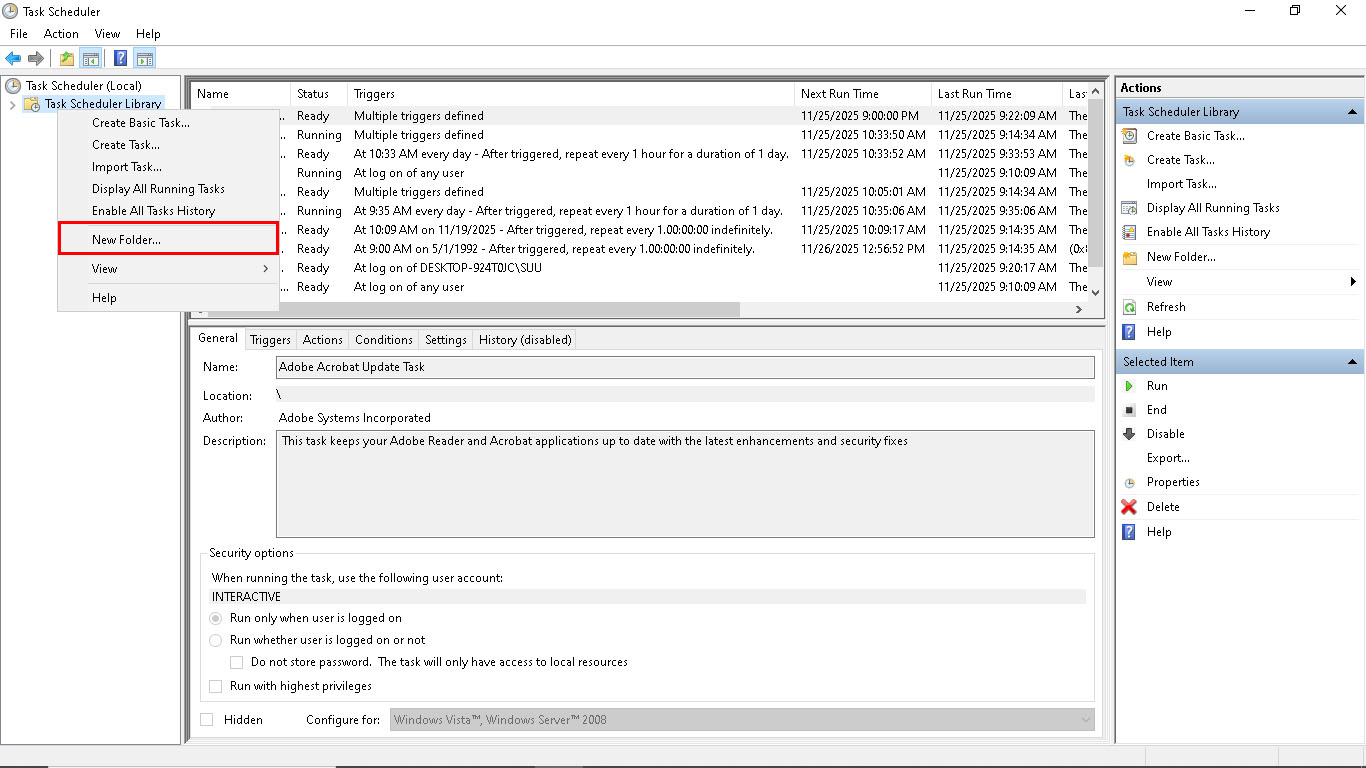 Sử dụng Task Scheduler trên Windows