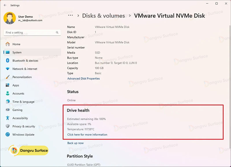 Kiểm tra tình trạng hoạt động của SSD thế hệ mới trên Win 11
