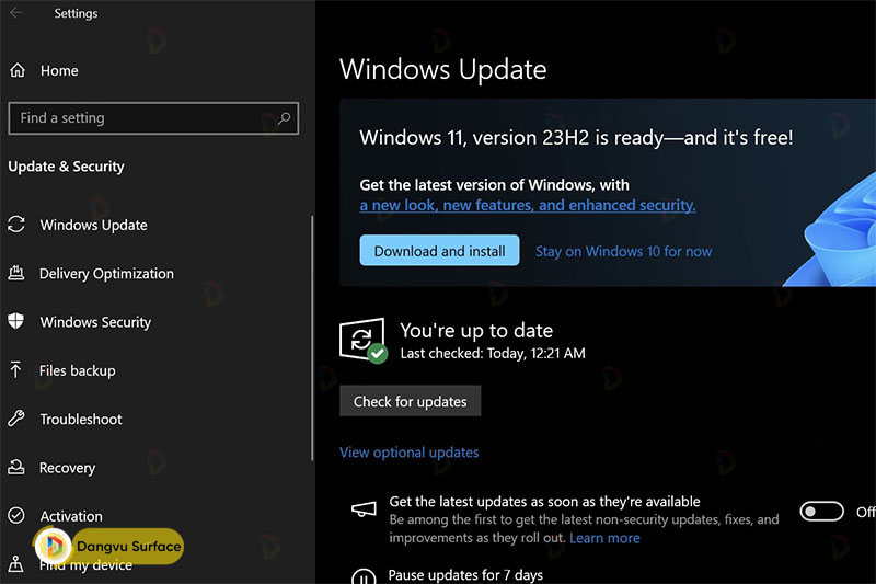 Cập nhật Win 11 23H2 bằng tính năng Windows Update trong ứng dụng Settings