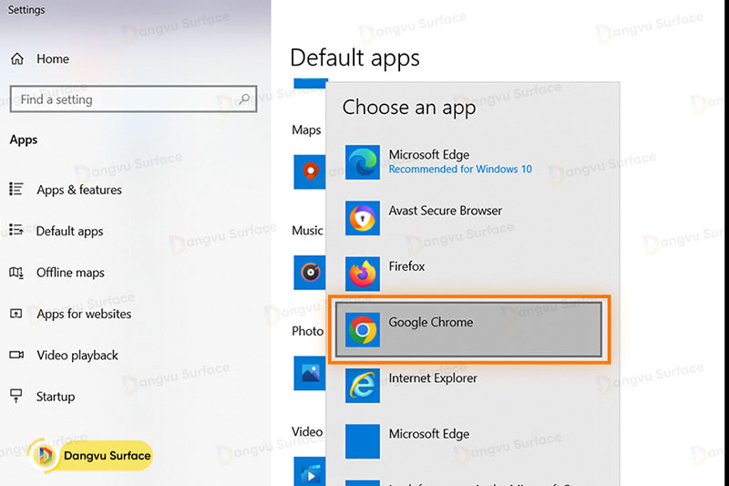 Thay đổi trình duyệt mặc định trên Surface bằng Control Panel