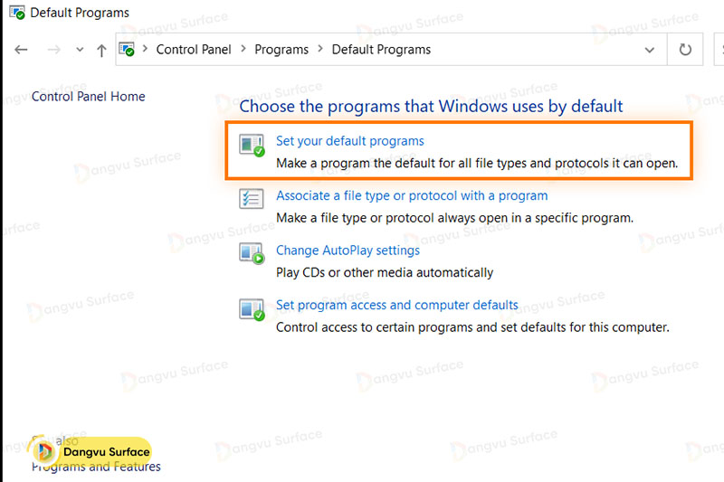 Thay đổi trình duyệt mặc định trên Surface bằng Control Panel