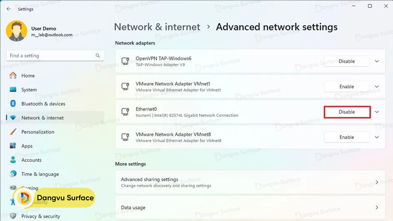 Tắt/bật lại chế độ Wireless Network Adapter