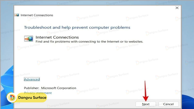 Sử dụng công cụ Network Troubleshooter