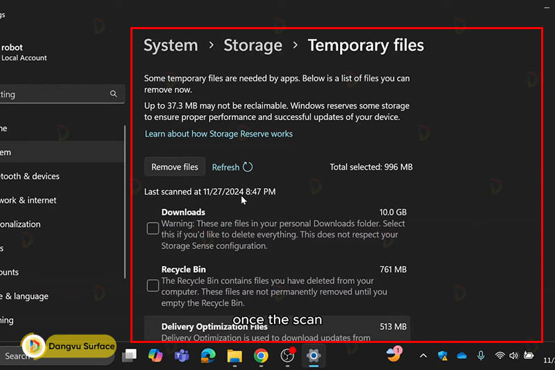 Giải phóng không gian ổ cứng
