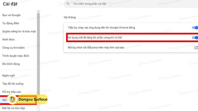 Bật tăng tốc phần cứng