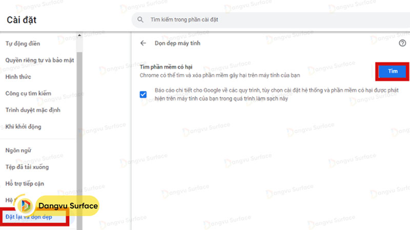 Sử dụng Công cụ làm sạch Chrome