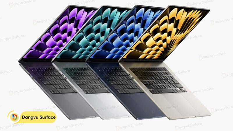 MacBook Air mới có bốn màu tuyệt đẹp, bao gồm ánh sao, xám không gian, bạc và đêm xanh thẳm.