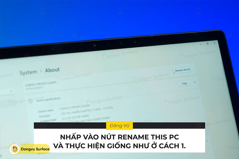 Đổi tên máy tính từ phần About trong Settings