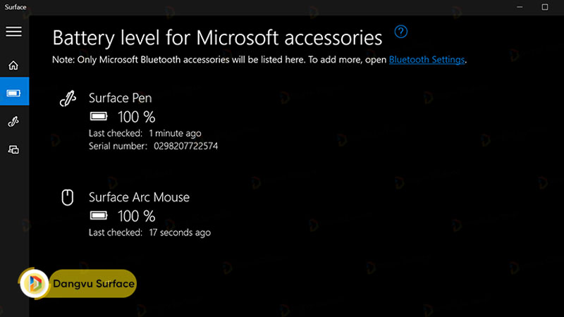Kiểm tra các thông số khác của Surface Pen