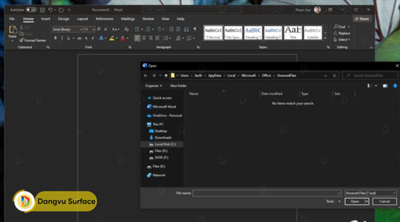 Cách lấy lại file Word chưa lưu bằng nút Khôi phục tài liệu chưa lưu