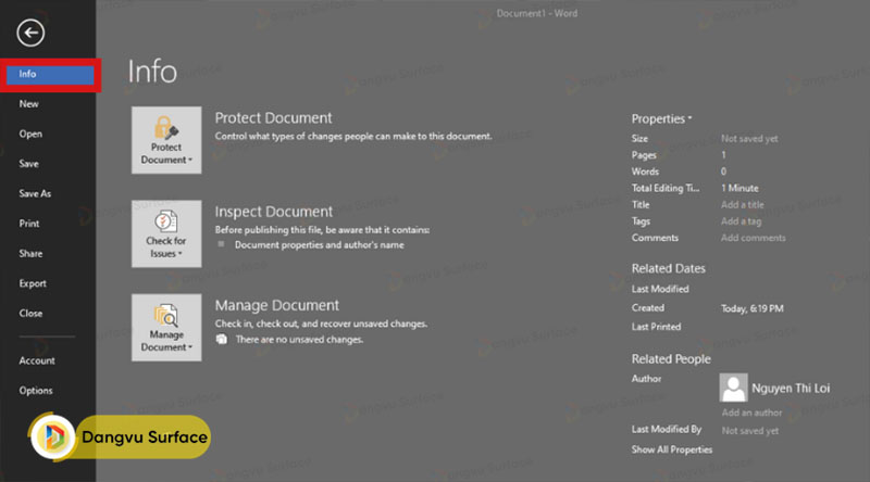 Cách lấy lại tệp Word chưa lưu bằng nút Quản lý tài liệu