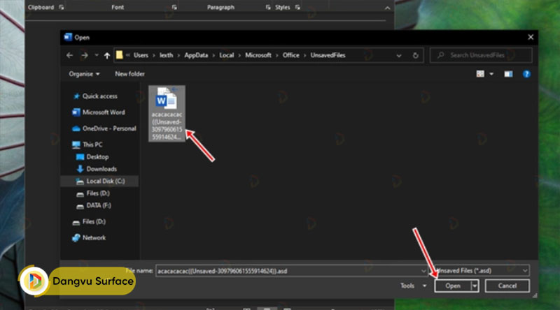 Cách lấy lại tệp Word chưa lưu bằng nút Quản lý tài liệu